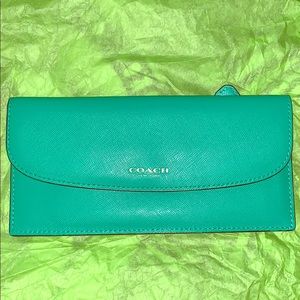 Coach Leather Envelope Wallet Green